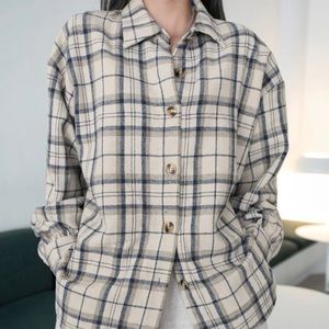 Oversized Plaid Drop Shoulder Jacket flannel
